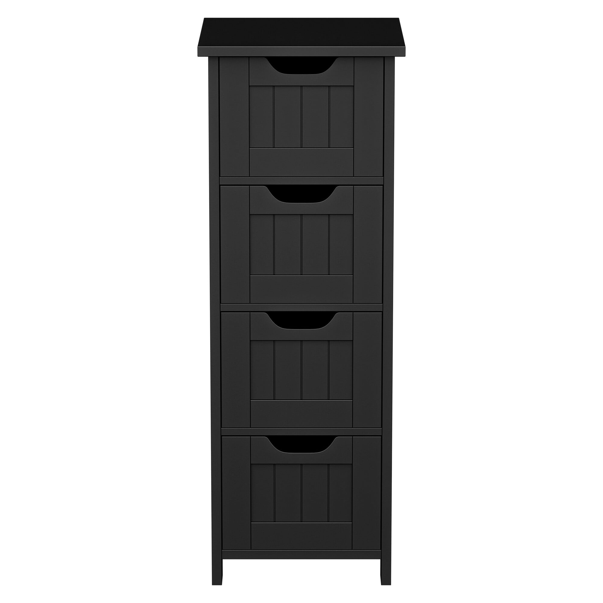 ZENY Bathroom Floor Cabinet Attractive Wooden Side Storage Organizer with 4 Drawers, White