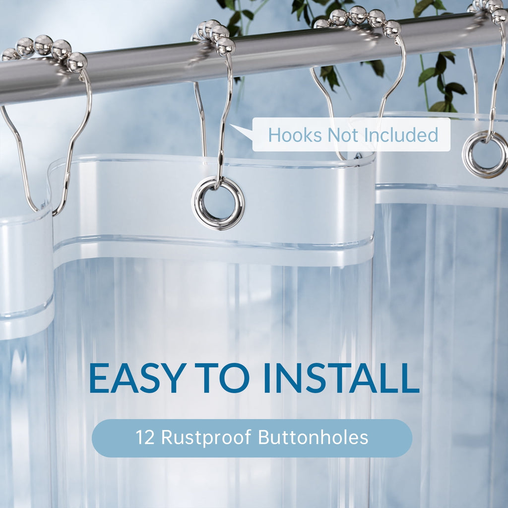 Bathway Clear Shower Curtain Liner, 72"W x 72"L Waterproof PEVA Plastic Shower Liner for Bathroom with Magnets and Rustproof Metal Grommets, Mold & Mildew-Resistant