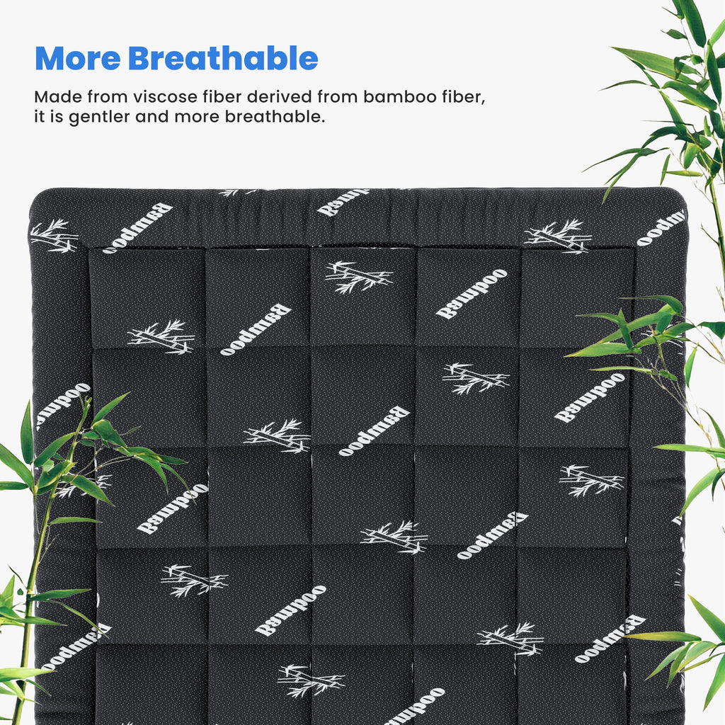 edx Queen Mattress Protector, Thickened Mattress Pad with Bamboo Fiber Viscose Filling, Breathable, Soft, Cooling,Black, 60" x 80"