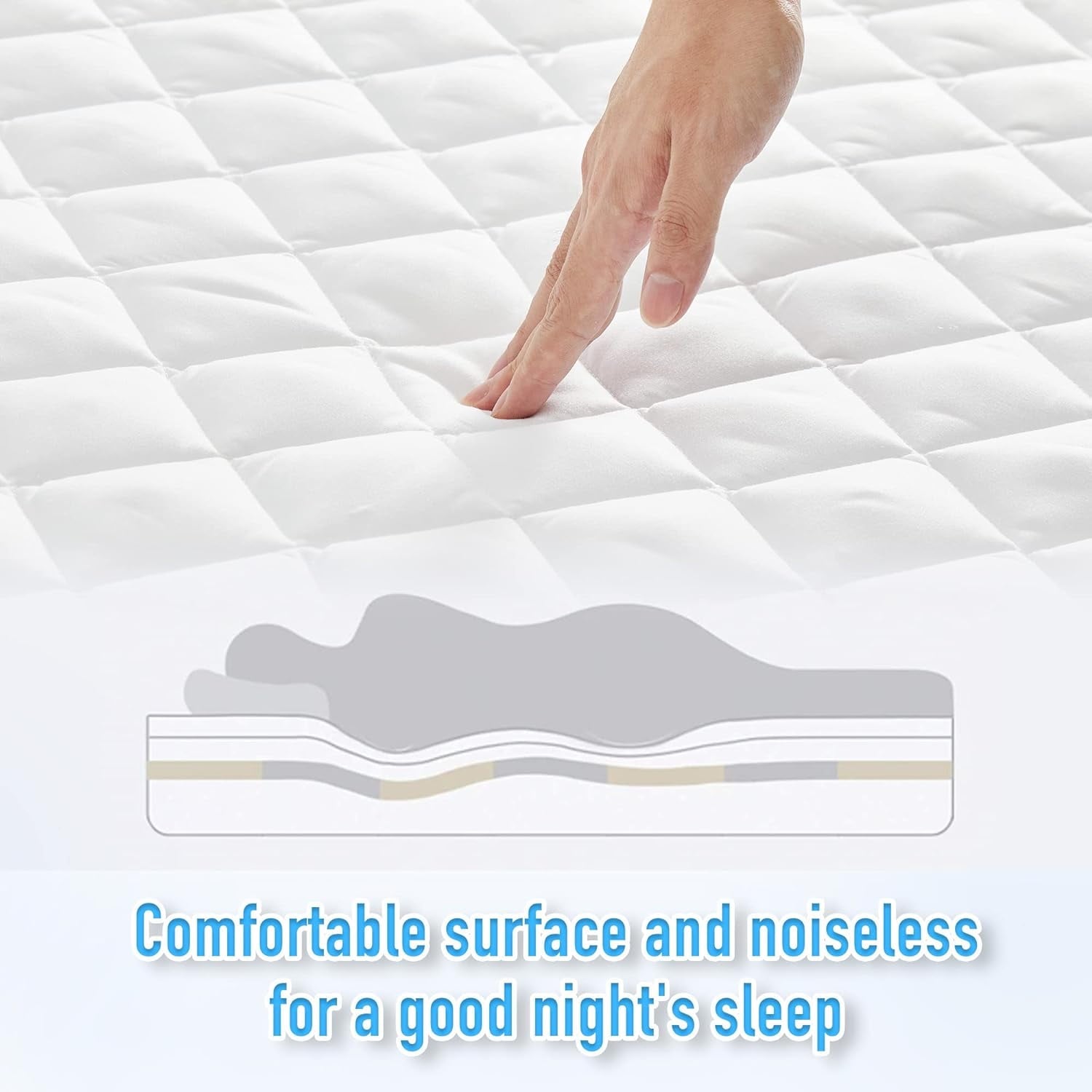 Queen Size Waterproof Mattress Pad Protector, Breathable Quilted Mattress Cover Noiseless Waterproof Fitted Sheet Mattress Topper Up to 21" Deep Pocket