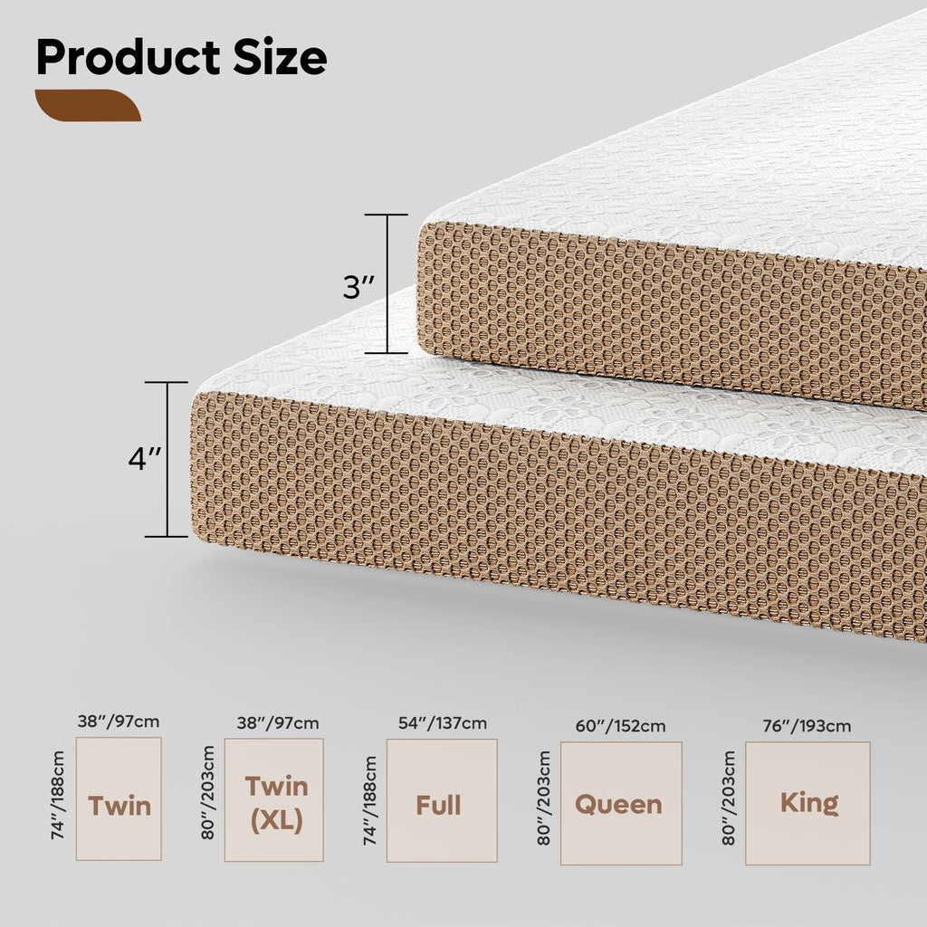 4" Queen Mattress Topper with Removable Fitted Cover | Ice Cooling Silk Fabric | Bestier High-Density Gel Memory Foam Bed Topper