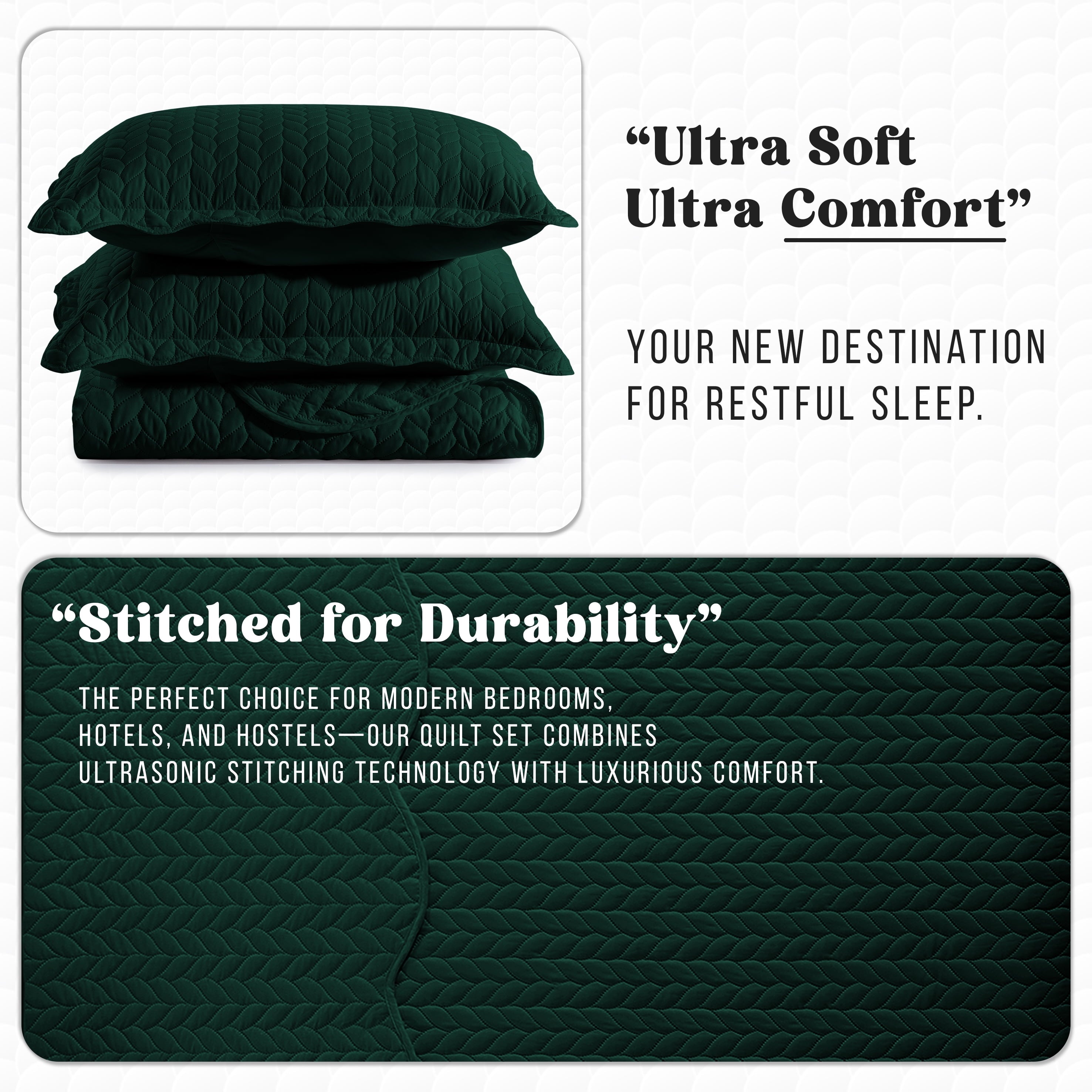 IR Imperial Rooms 2 Piece Microfiber Quilt Reversible Kids Bedding Soft 1 Bedspread & 1 Pillow Shams Emerald Green Twin