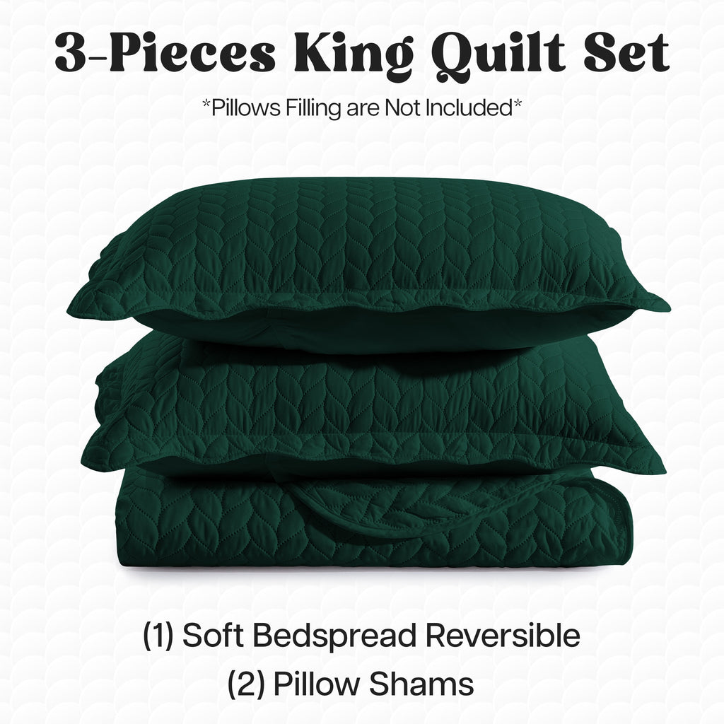 IR Imperial Rooms 2 Piece Microfiber Quilt Reversible Kids Bedding Soft 1 Bedspread & 1 Pillow Shams Emerald Green Twin