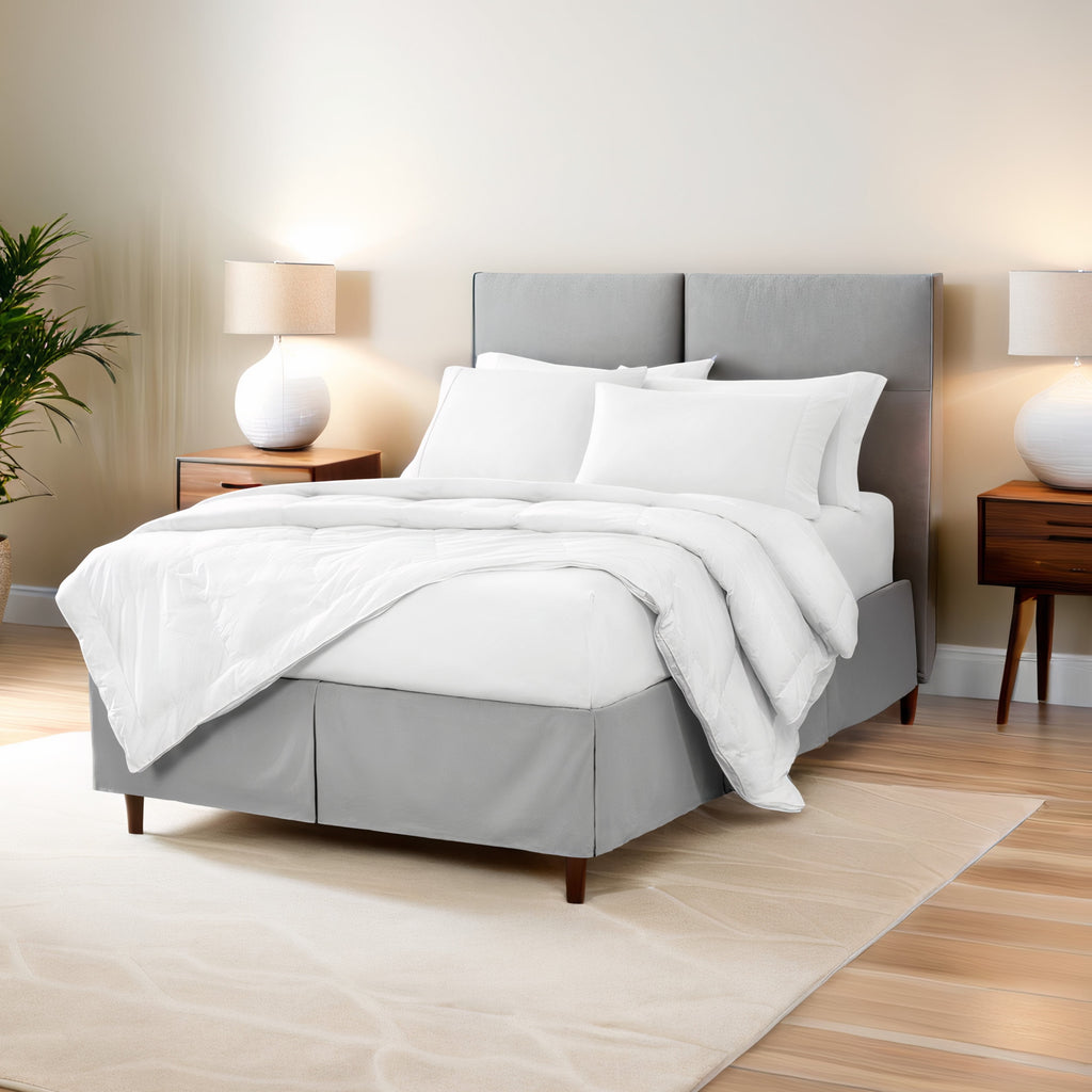 Bare Home Double Brushed Bed Skirt - Premium 1800 Collection - 15-inch Drop - Queen, Gray