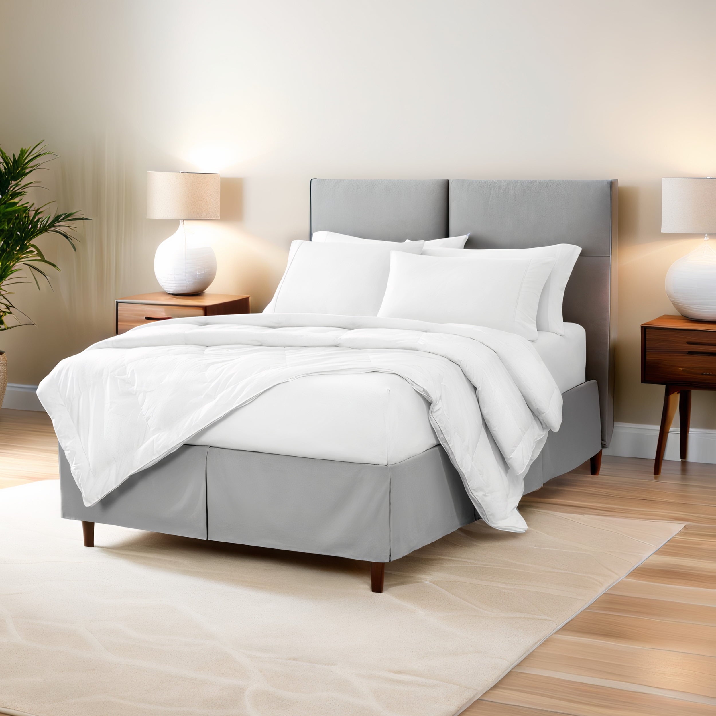 Bare Home Double Brushed Bed Skirt - Premium 1800 Collection - 15-inch Drop - Queen, Gray