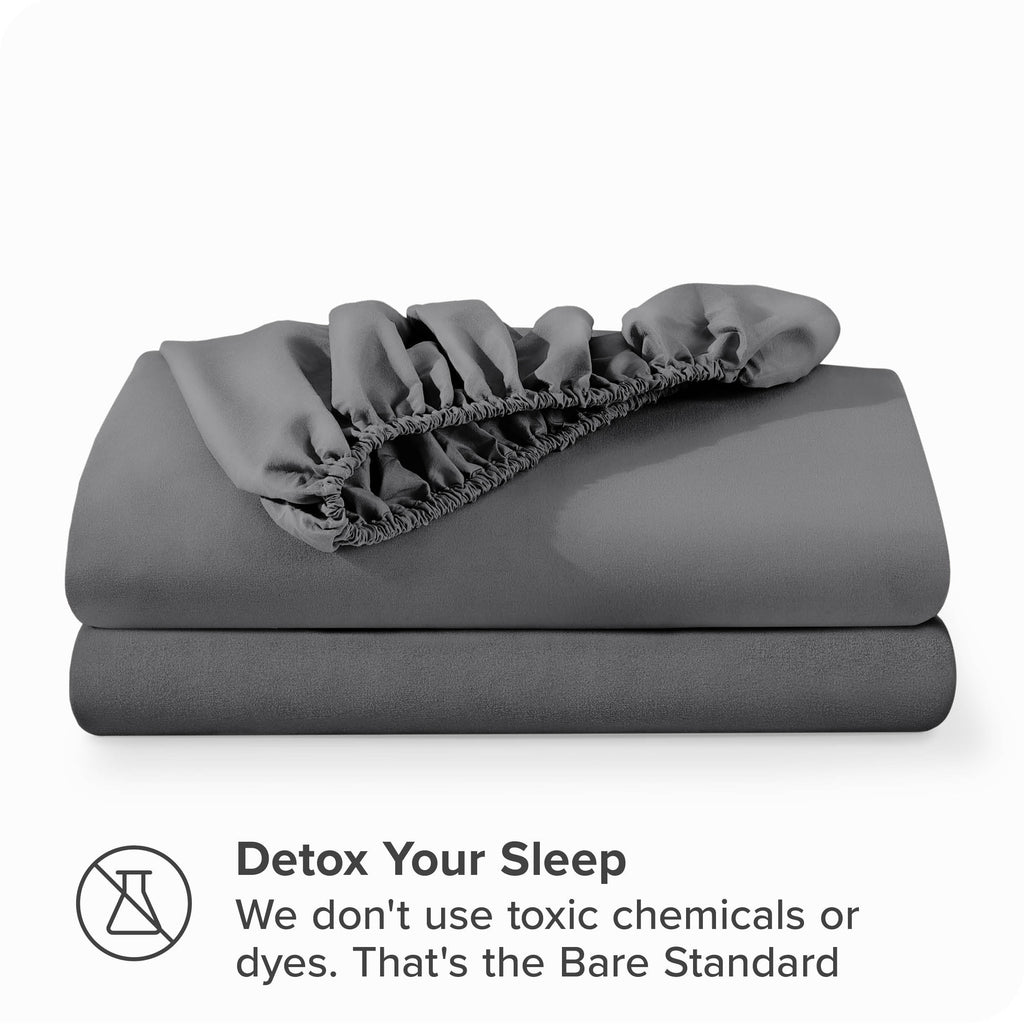 Bare Home 2-Pack Fitted Sheets - Premium 1800 Collection - Ultra-soft - Deep Pocket - Queen, Gray