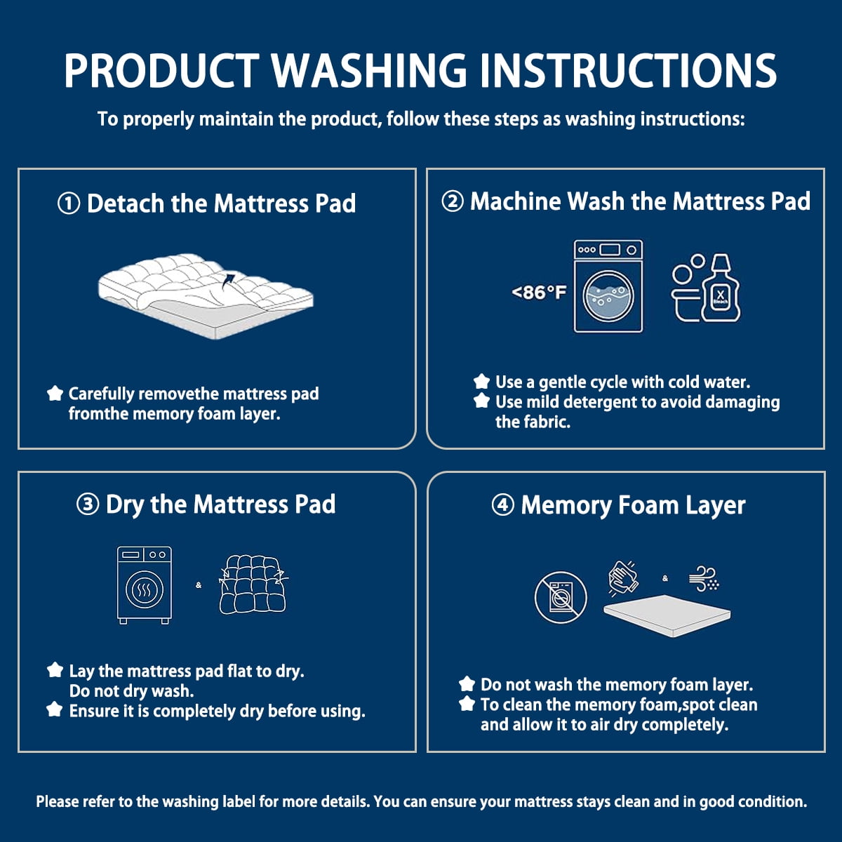 Fapo Dual Layer 4-Inch Memory Foam Mattress Topper, Including 2" Memory Foam and 6" Soft Breathable Quilted Pillow Top Mattress Pad, Queen Size