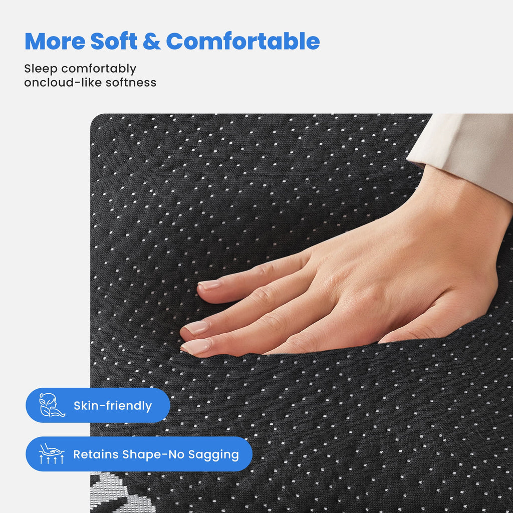 edx Queen Mattress Protector, Thickened Mattress Pad with Bamboo Fiber Viscose Filling, Breathable, Soft, Cooling,Black, 60" x 80"