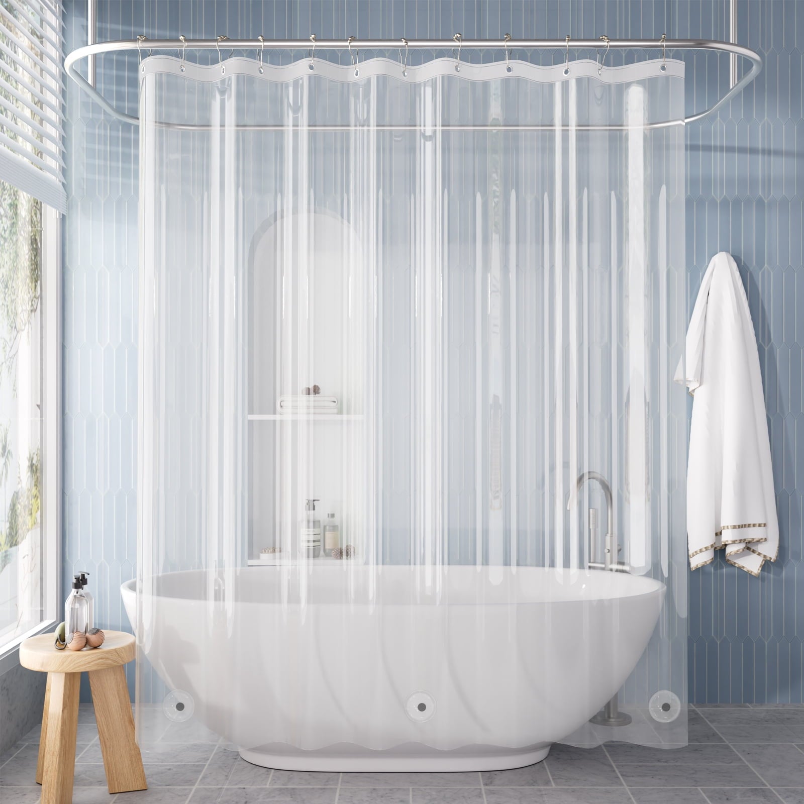Bathway Clear Shower Curtain Liner, 72"W x 72"L Waterproof PEVA Plastic Shower Liner for Bathroom with Magnets and Rustproof Metal Grommets, Mold & Mildew-Resistant