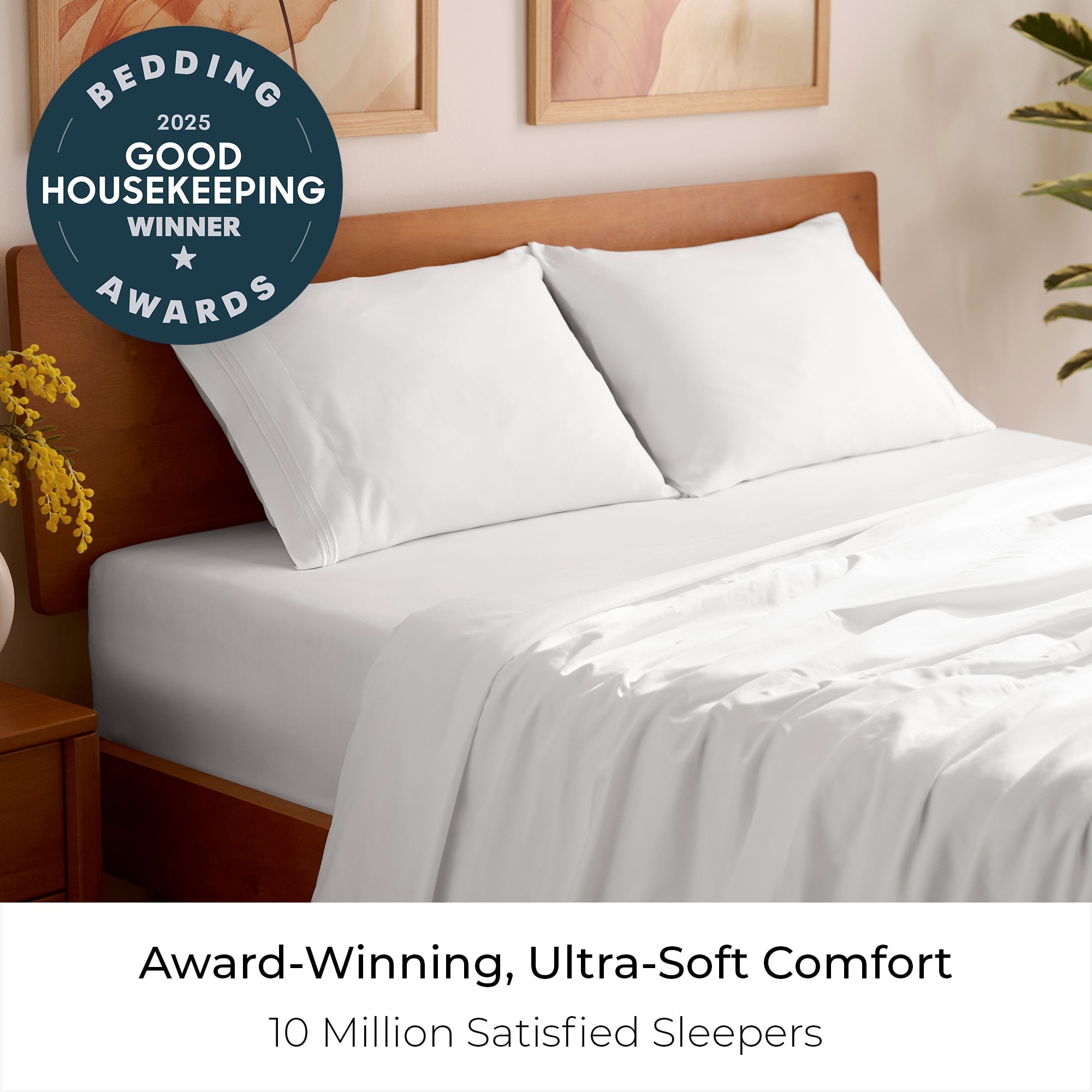 Mellanni 4-Piece Iconic Queen Bedsheet Set - Microfiber, 16" Deep Pocket, Cooling, Wrinkle, Fade, Stain Resistant, White