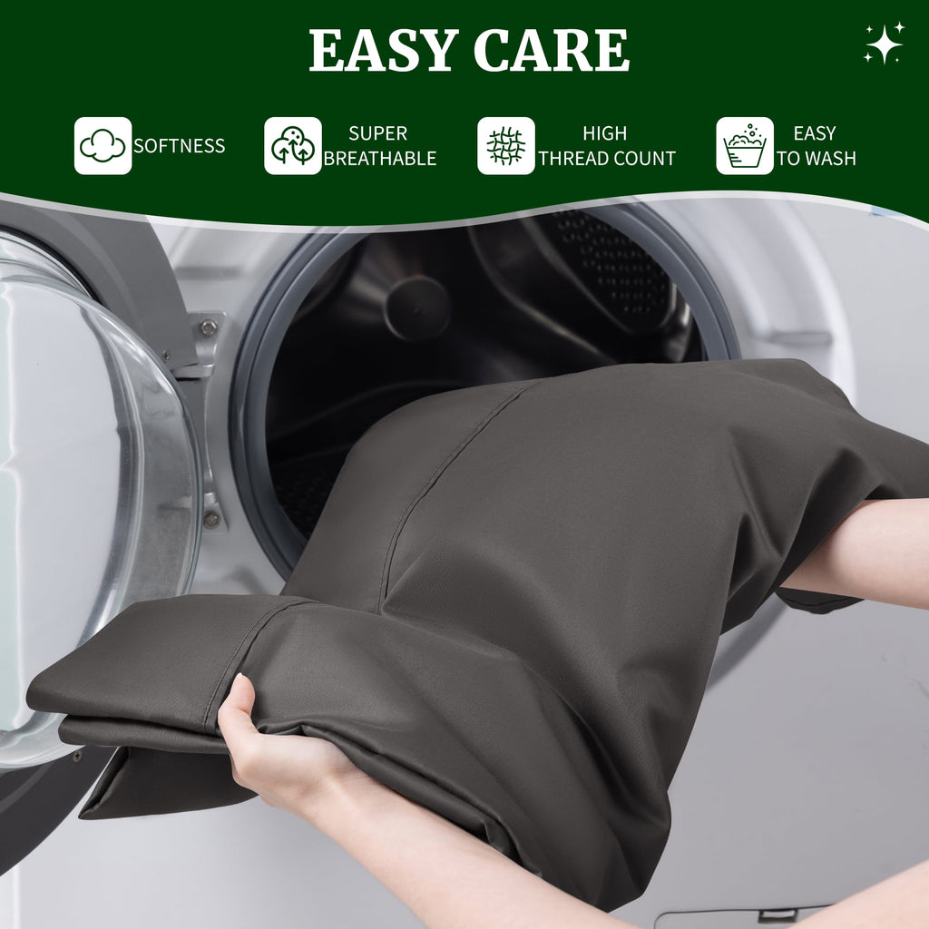 SONORO KATE 100% Cotton Bed Sheets Set, 1000 Thread Count 4 Piece Luxury Soft Sheets Set with 16" Deep Pocket, Queen, Dark Gray