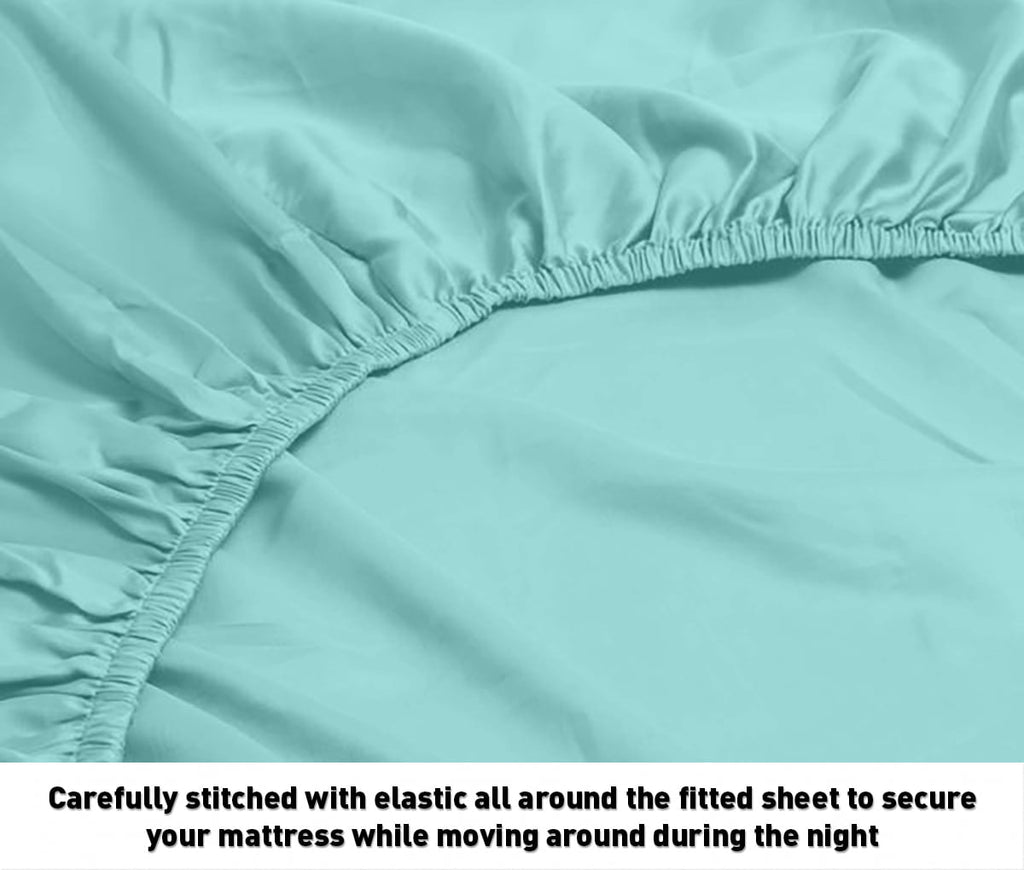 Luxurious Collection 1000 Thread Count 100% Cotton Bed Sheet Set (Twin, Aqua)