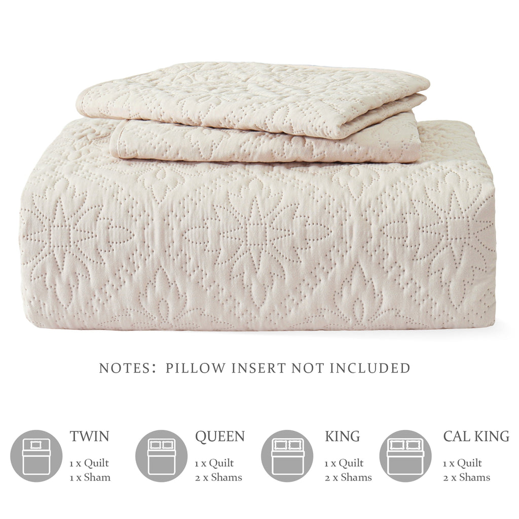 Exclusivo Mezcla King Quilt Bedding Set, Lightweight Soft Bedspreads Coverlets with 2 Pillow Shams, Modern Brich Beige Oversized Quilts King Size for All Seasons