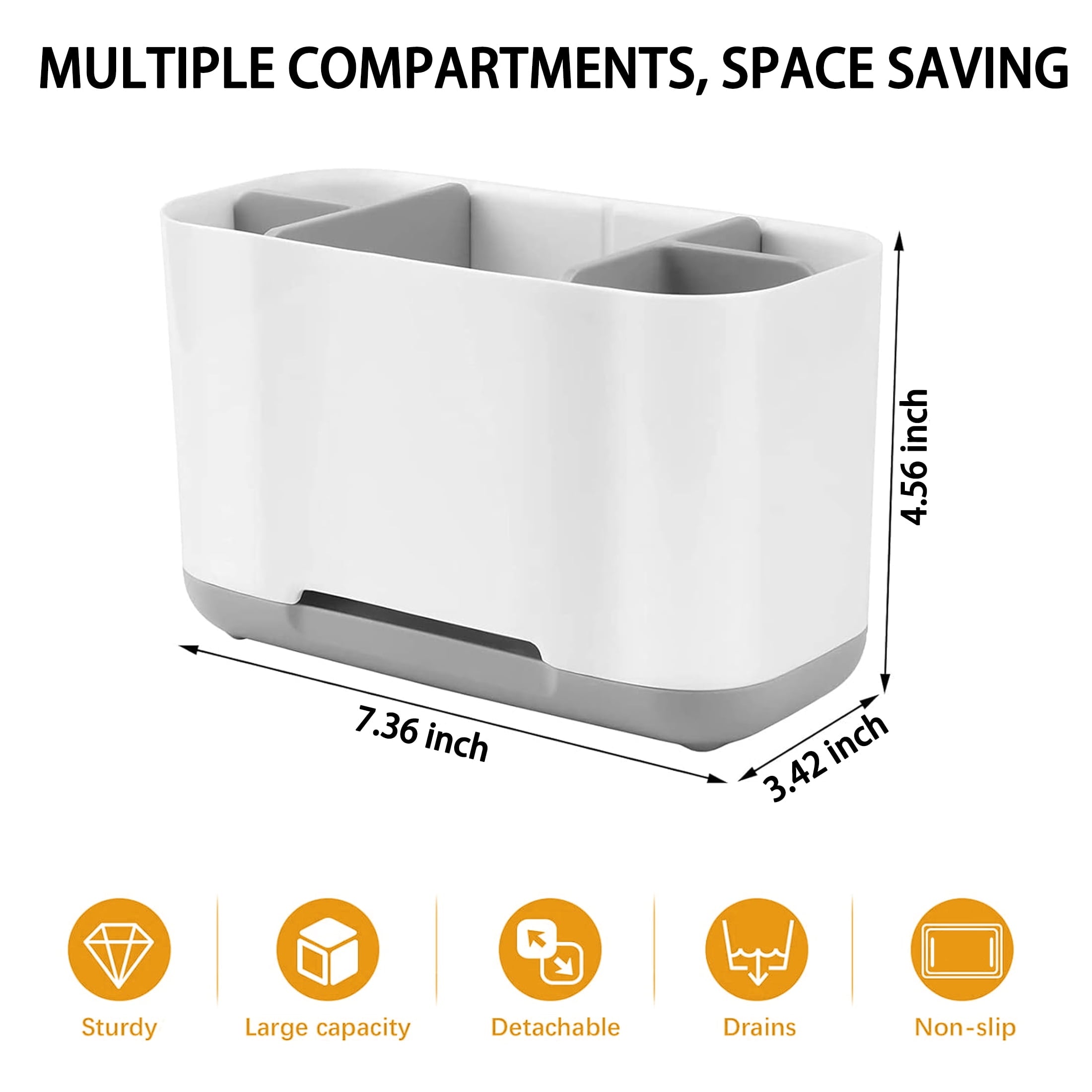 Aovky Toothbrush Holders for Bathrooms, Electric Toothbrush Toothpaste Holder with Adjustable Dividers and Drainage, 5 Slots Tooth Brush Holder Bathroom Accessories for Countertop Organizer, Gray