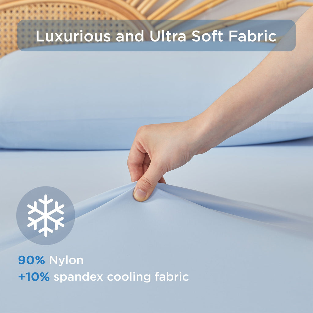 Regency Heights Queen Sheet Set, 3-Piece Silky Soft Skin-Friendly Bedding, Ice Blue