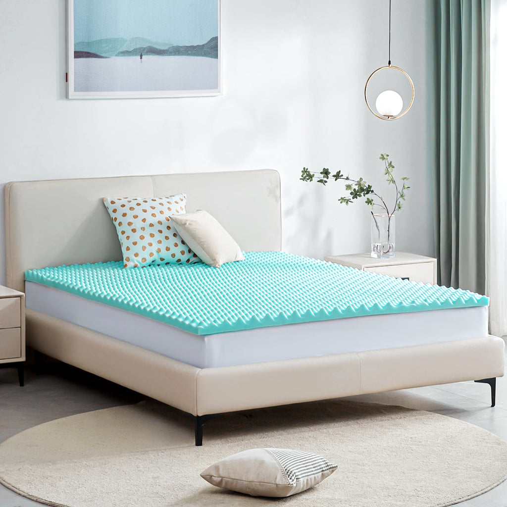 BDEUS 2 inch Gel Cooling Memory Foam Mattress Topper, Memory Foam Egg Crate Mattress Topper, CertiPUR-US Certified, Twin Size