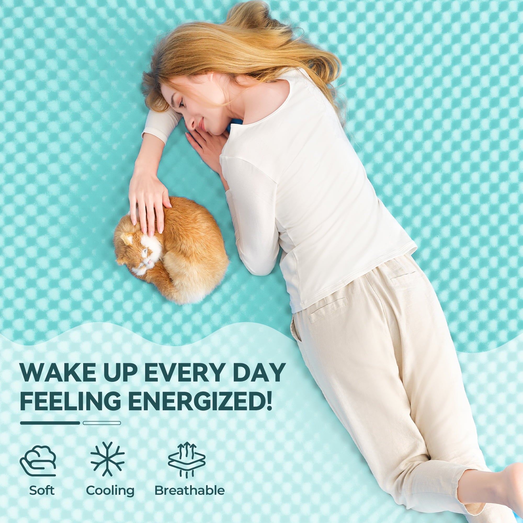 BDEUS 2 inch Gel Cooling Memory Foam Mattress Topper, Memory Foam Egg Crate Mattress Topper, CertiPUR-US Certified, Twin Size