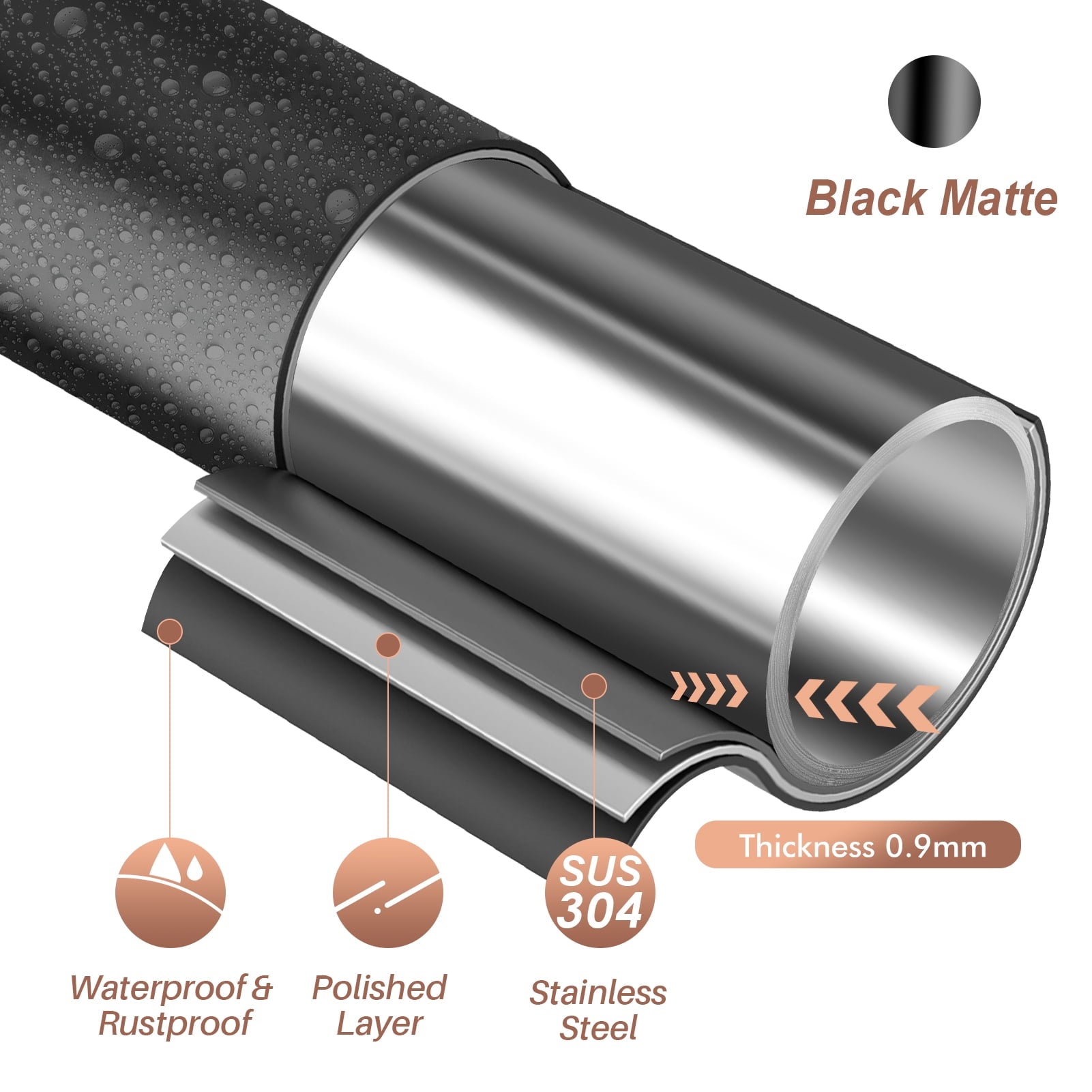 Yeabett Curved Shower Curtain Rod 43-72 Inches Adjustable, Shower Rods for Bathroom Aluminum Rustproof, Round shower curtain rod Expandable, Black