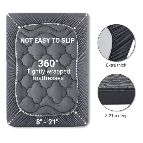 BDEUS Extra Thick Twin Mattress Topper, Cooling Mattress Pad Cover, Mattress Protector with 8-21 Inch Deep Pocket,Comfortable,Gray