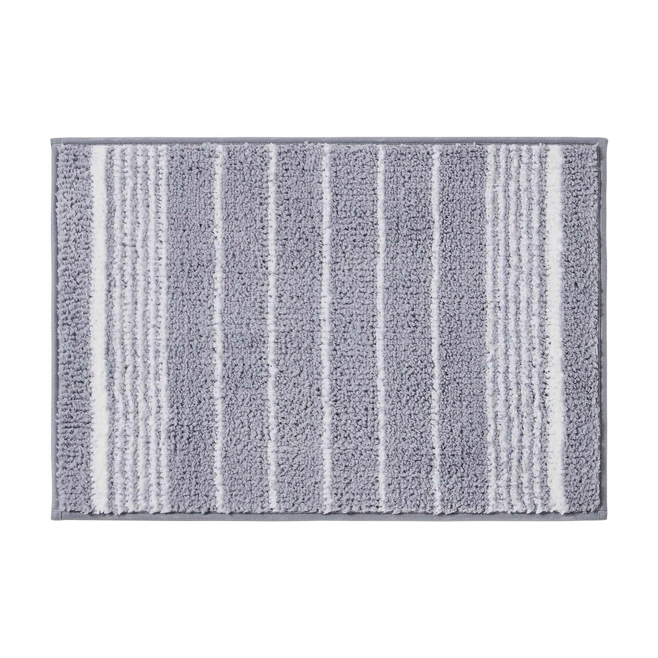 Mainstays 16-Piece Bathroom Shower Curtain Set – Soft Silver Fabric Curtain with Coordinated Bath Rug, Soap Pump & Tray