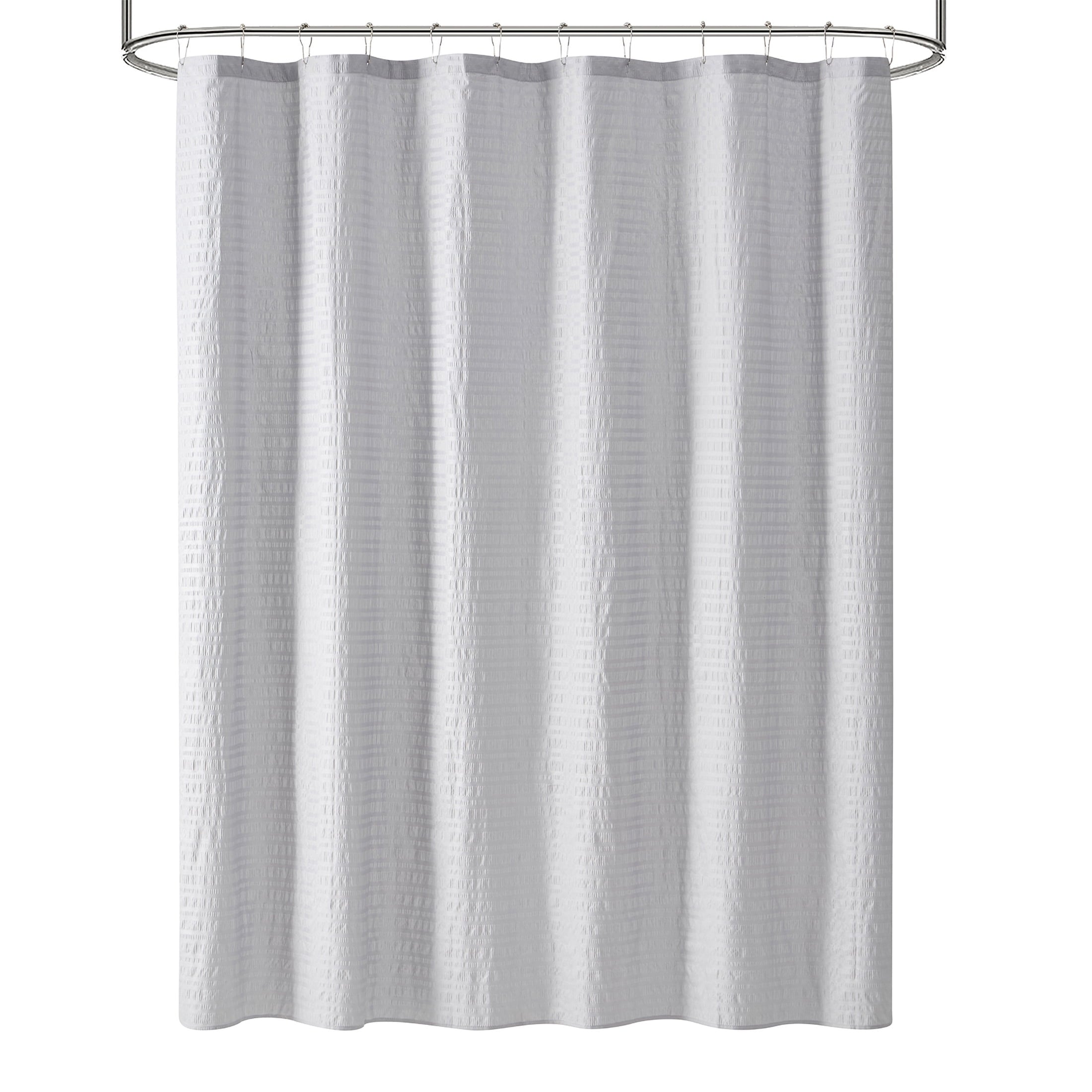 Mainstays 16-Piece Bathroom Shower Curtain Set – Soft Silver Fabric Curtain with Coordinated Bath Rug, Soap Pump & Tray