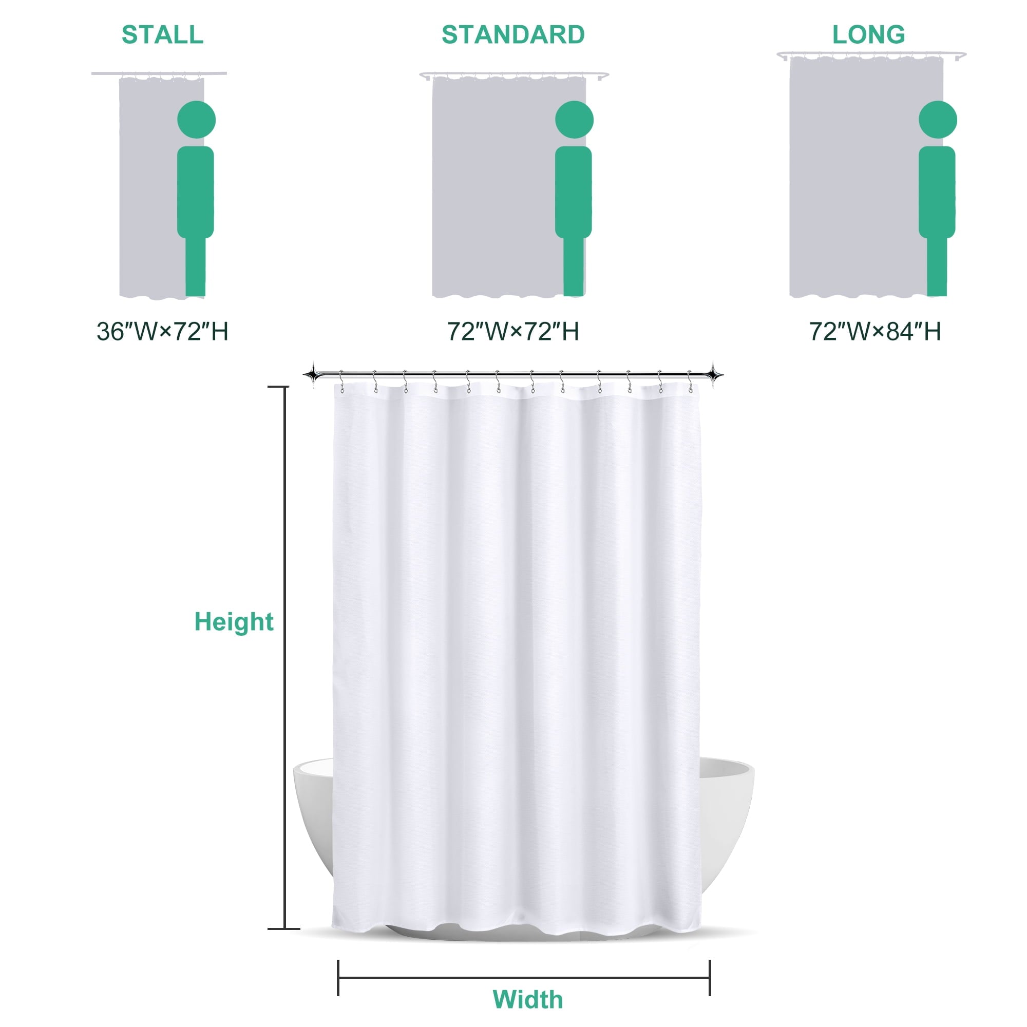 Yiannan Waterproof Fabric Shower Curtain Liner with 3 Magnets,36x72inch