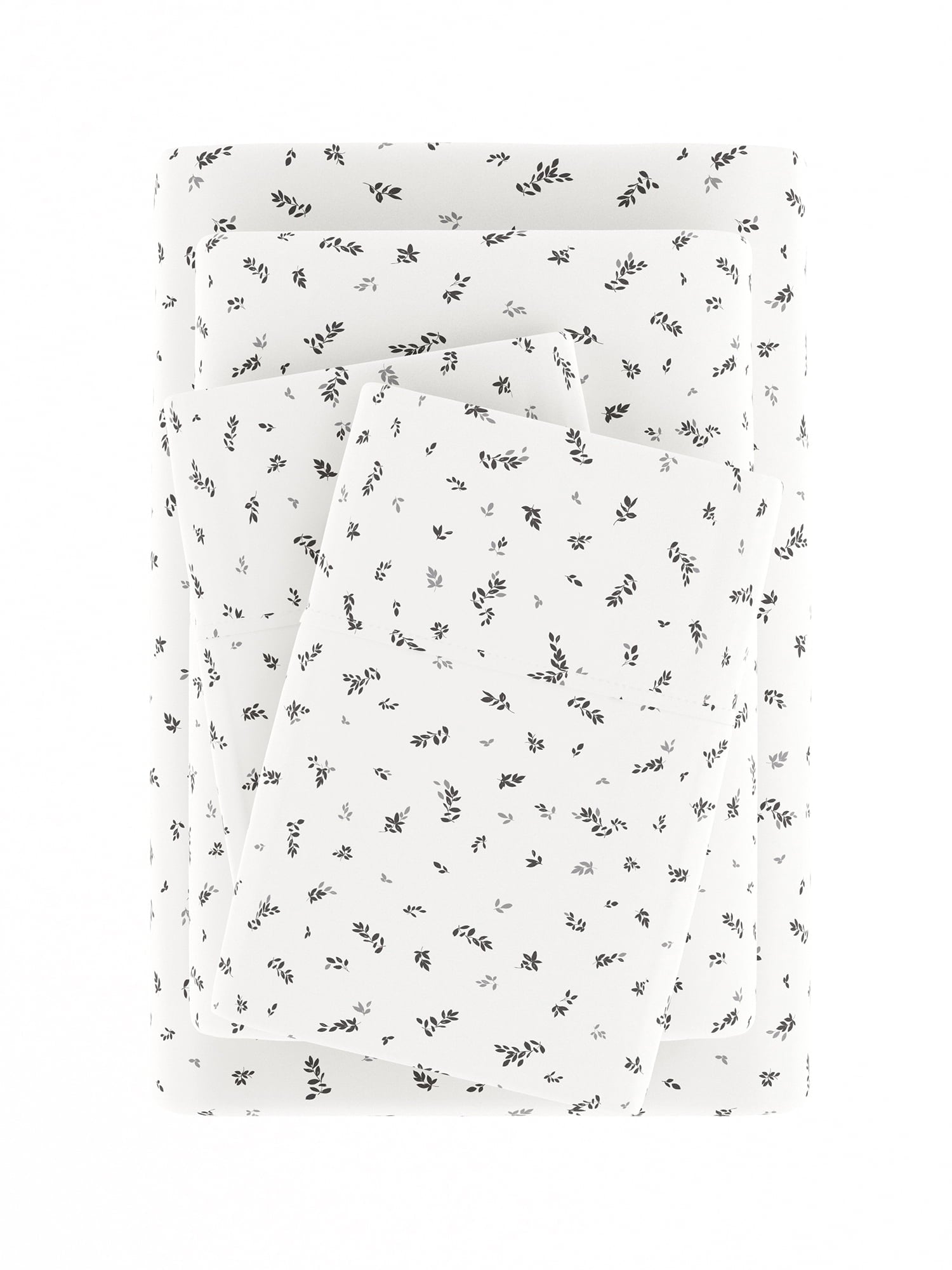 Ultra Soft & Breathable Wrinkle Free Bed Sheets Set - Floral Print Adult - Light Gray Floral Prints with Deep Pockets for King, Queen, Full, & Twins