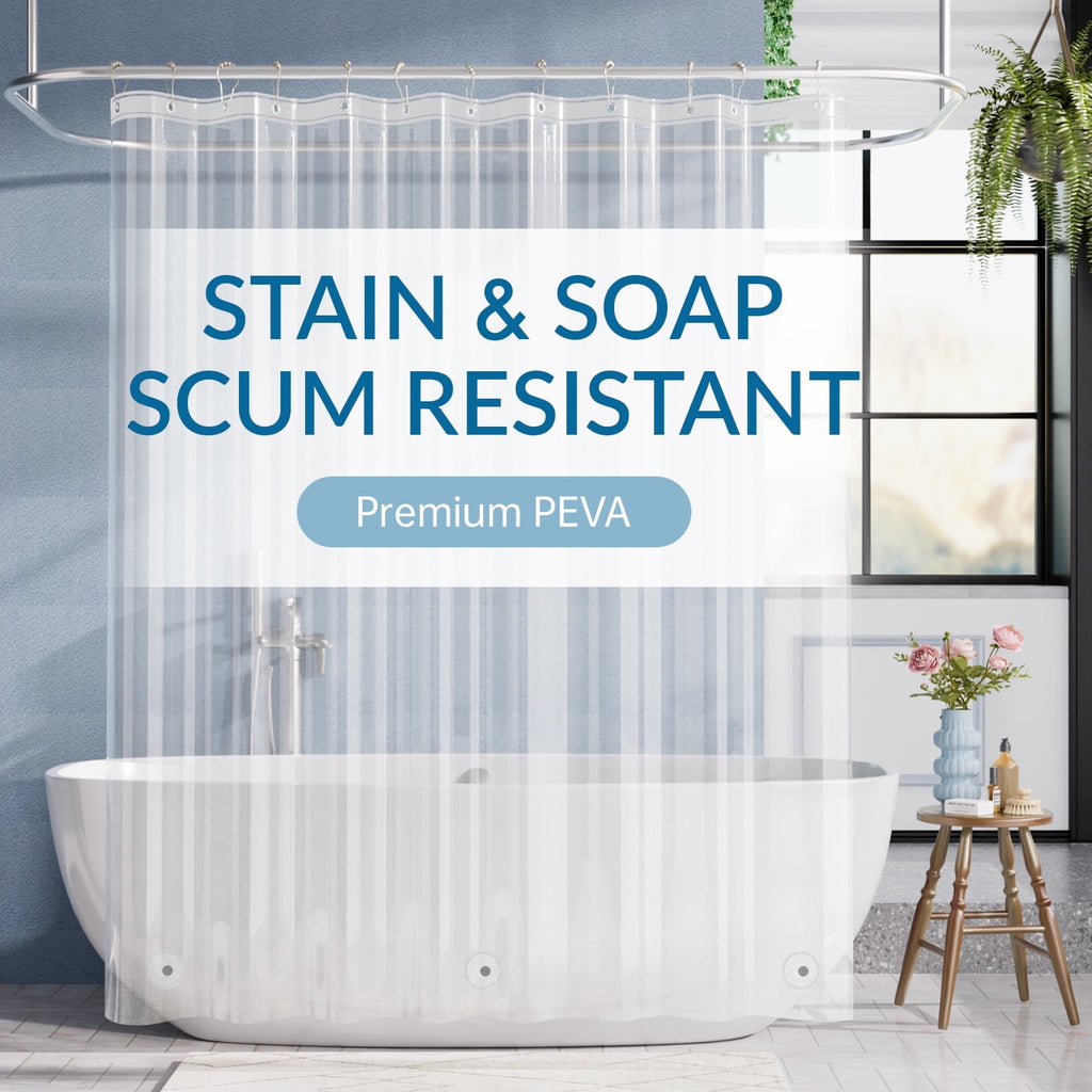 Bathway Clear Shower Curtain Liner, 72"W x 72"L Waterproof PEVA Plastic Shower Liner for Bathroom with Magnets and Rustproof Metal Grommets, Mold & Mildew-Resistant